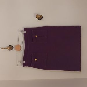 Anthropologie Vanessa Virginia size Medium Purple Skirt with Gold Buttons